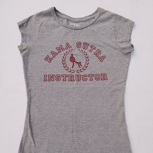 Vintage Kama Sutra Instructor Women's T-shirt  Small Gray/Red